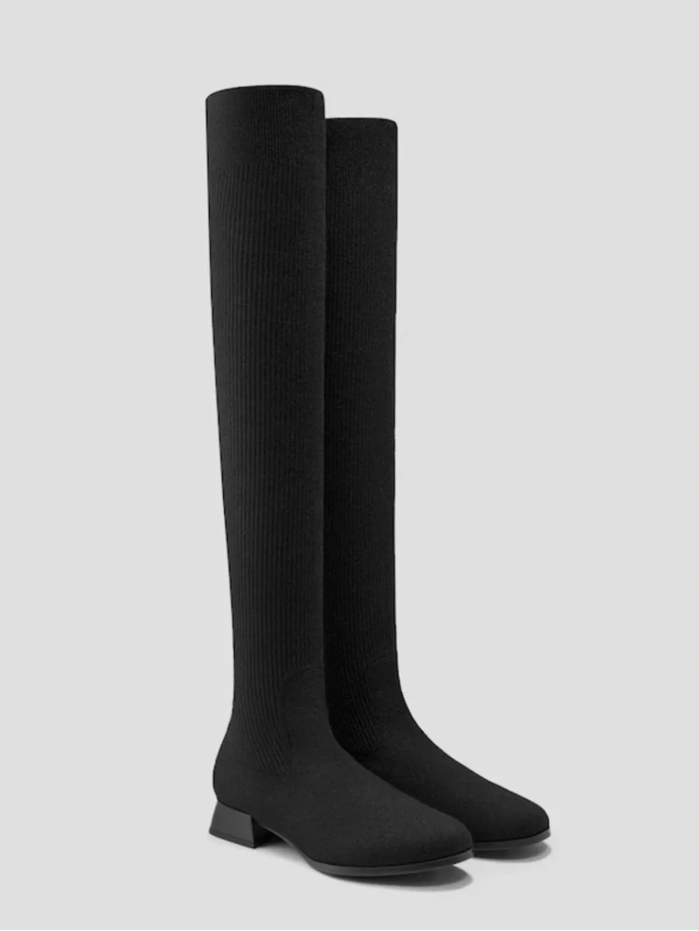 Vivaia Madeline Over The Knee Boots Black Wool Knit Size 9.5 Water Repellent